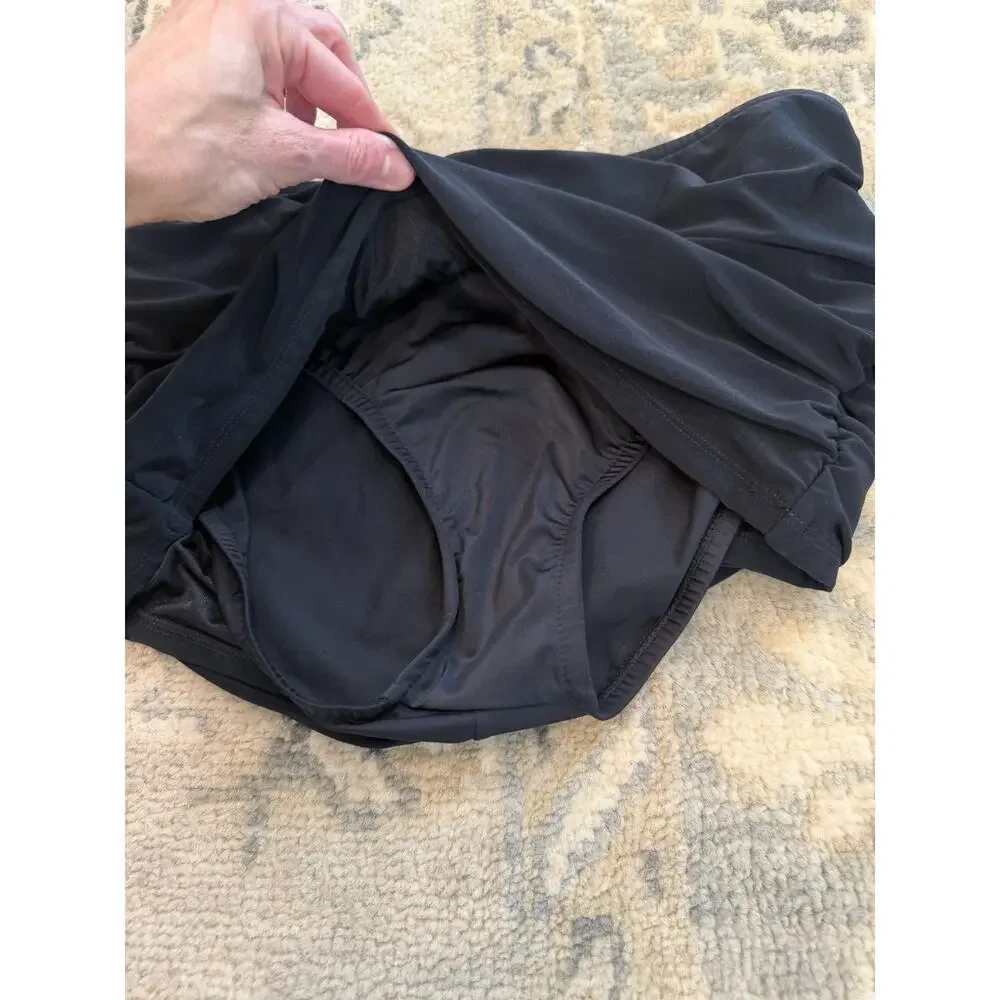 Miraclesuit Magicsuit Shirred Skirted Swimsuit Bottom Black Women's Sz 8 NEW $82